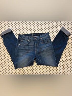 7 For All Mankind Women's Indigo Blue Skinny Jeans Size 28.